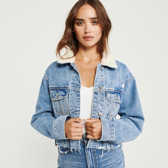 cropped sherpa trucker jacket